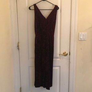 Red velvet V-neck (back and front) jumpsuit